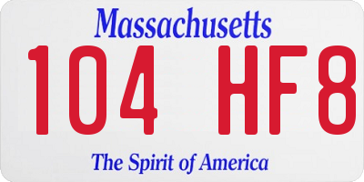 MA license plate 104HF8