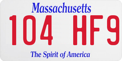 MA license plate 104HF9
