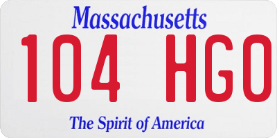 MA license plate 104HG0