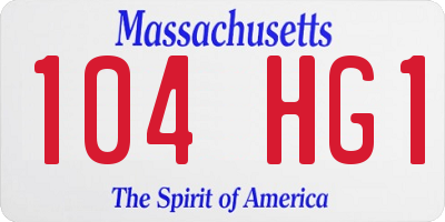 MA license plate 104HG1