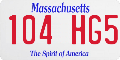 MA license plate 104HG5