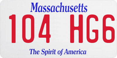 MA license plate 104HG6