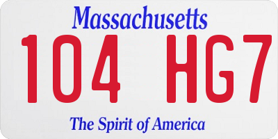MA license plate 104HG7