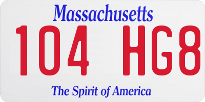 MA license plate 104HG8