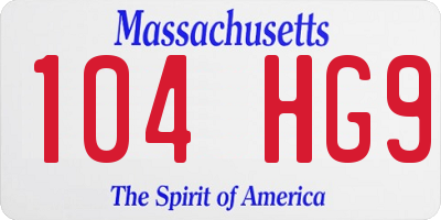 MA license plate 104HG9