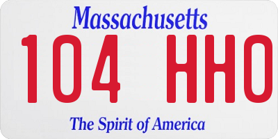 MA license plate 104HH0