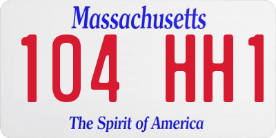 MA license plate 104HH1