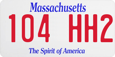 MA license plate 104HH2