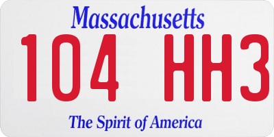 MA license plate 104HH3