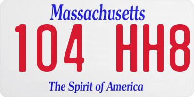 MA license plate 104HH8