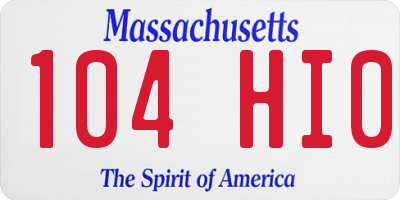 MA license plate 104HI0