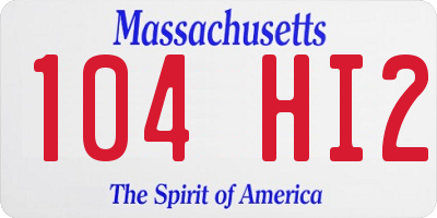 MA license plate 104HI2