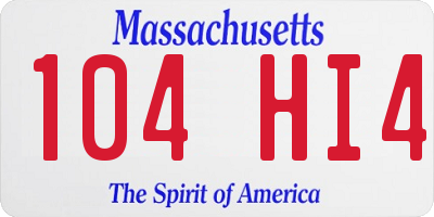 MA license plate 104HI4