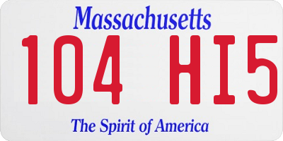 MA license plate 104HI5