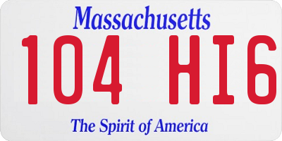MA license plate 104HI6