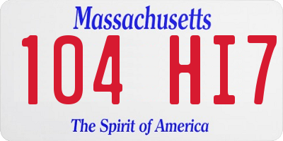 MA license plate 104HI7