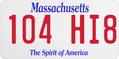 MA license plate 104HI8