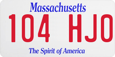 MA license plate 104HJ0