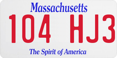 MA license plate 104HJ3