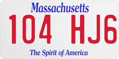 MA license plate 104HJ6