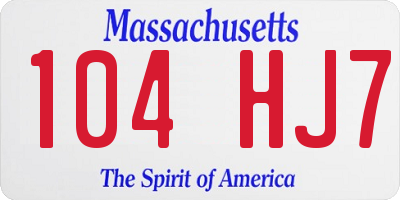 MA license plate 104HJ7