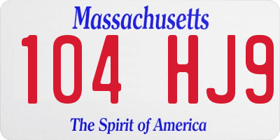 MA license plate 104HJ9