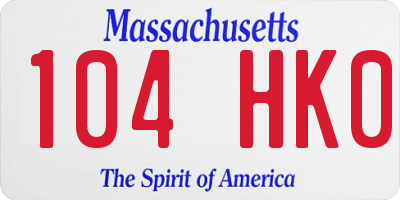 MA license plate 104HK0