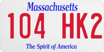 MA license plate 104HK2