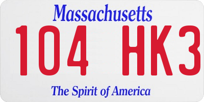 MA license plate 104HK3