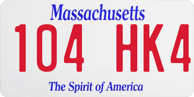 MA license plate 104HK4