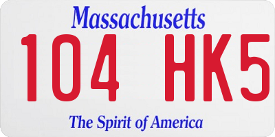 MA license plate 104HK5