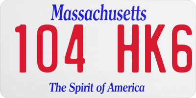 MA license plate 104HK6
