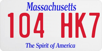 MA license plate 104HK7