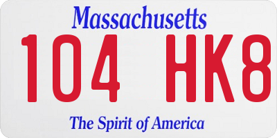 MA license plate 104HK8