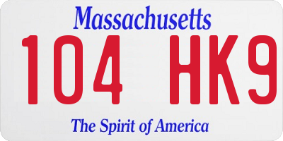 MA license plate 104HK9