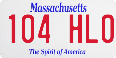 MA license plate 104HL0