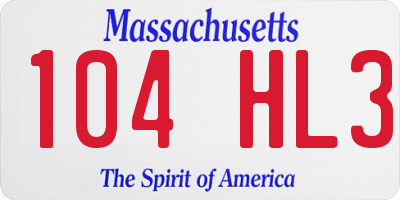 MA license plate 104HL3