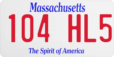 MA license plate 104HL5