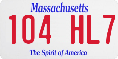 MA license plate 104HL7