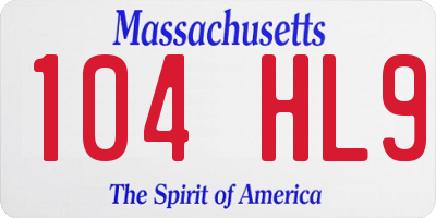 MA license plate 104HL9