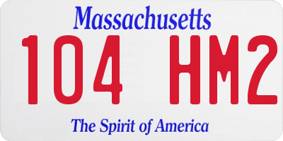 MA license plate 104HM2