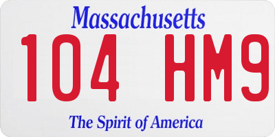 MA license plate 104HM9