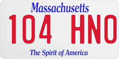 MA license plate 104HN0