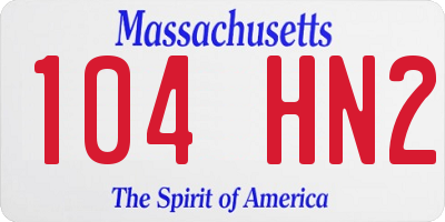MA license plate 104HN2