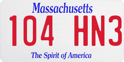 MA license plate 104HN3