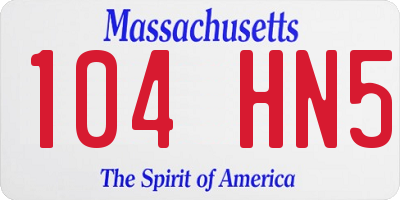 MA license plate 104HN5