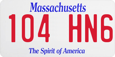 MA license plate 104HN6