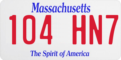 MA license plate 104HN7