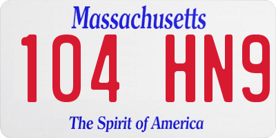 MA license plate 104HN9