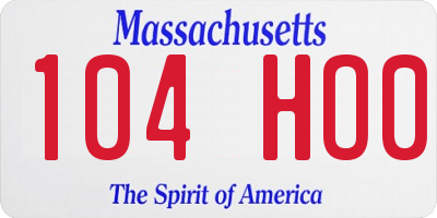 MA license plate 104HO0